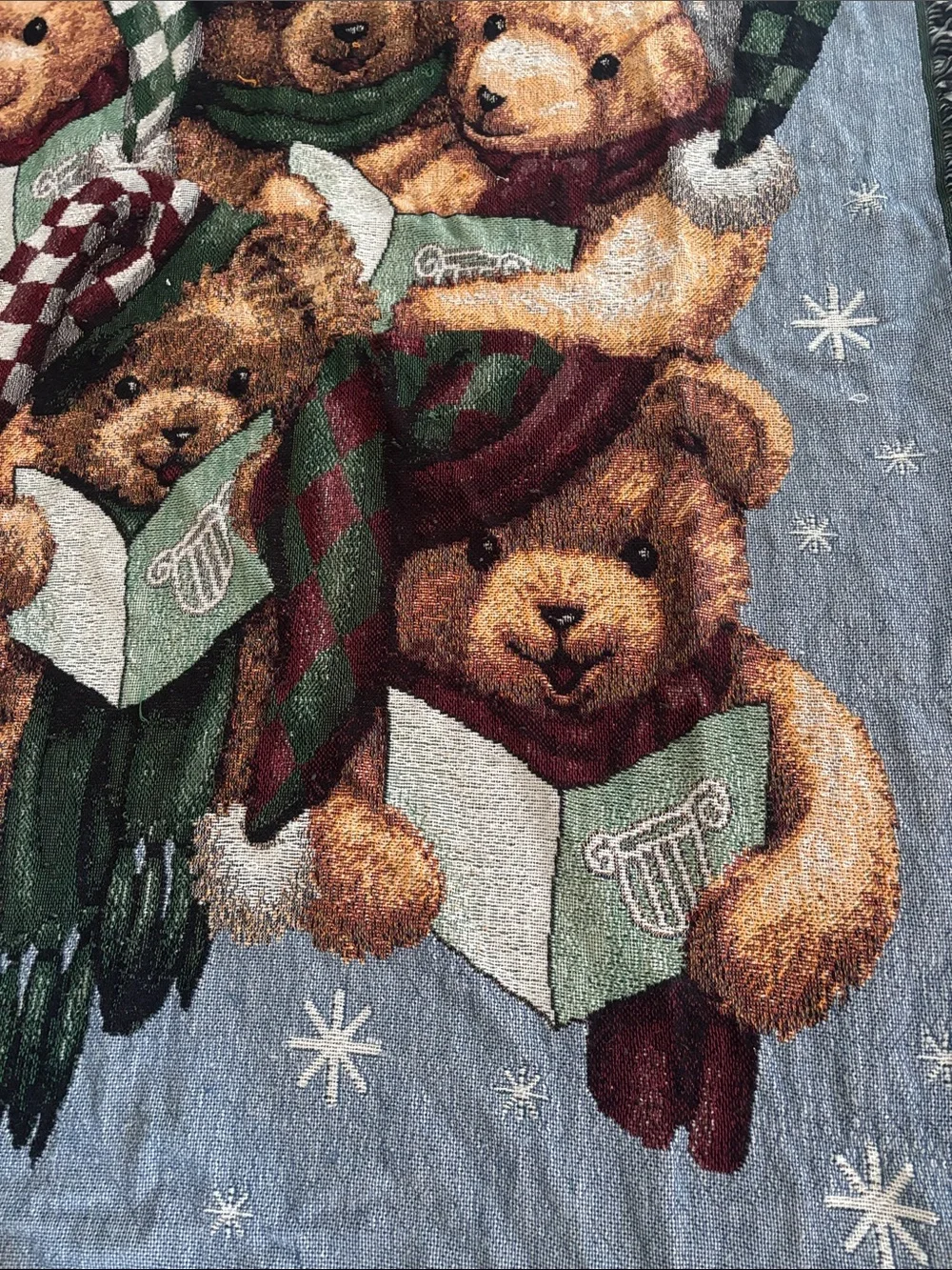 Bear Throw Blanket - Green & Red 48x54